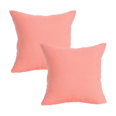Soft Corduroy Striped Velvet Square Decorative Throw Pillow Cusion for Couch, 20 inch x 20 inch, Pink, 2 Pack, Size: 20 x 20