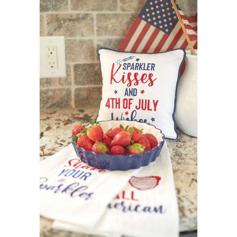 C&F Home 10" x 10" Sparkler Kisses & 4th of July Patriotic Wishes Embroidered Square Accent Pillow, 2 of 5