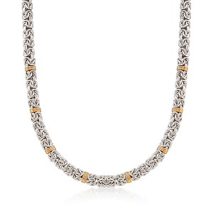 Ross-Simons Sterling Silver Byzantine Necklace With 14kt Gold Stations - 1 of 4