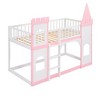 NicBex Twin over Twin Bunk Bed Loft Bed Castle Shape Pine Bed Frame with 3 Windows, Ladder and Full Length Guardrail, No Box Spring Required, Pink - 3 of 4