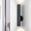 Rennnsan Trelline 17"W Hardwired Cylinder Aluminum Modern LED Dimmable Outdoor Wall Sconce in Black - 2 of 4