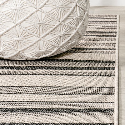 Reversible Castara Modern Stripe Gray Synthetic Area Rug