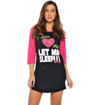 Just Love Sleep Dress for Women - Baseball Sleeve Sleeping Dorm Shirt -  Ladies Nightshirt - Nightgown Sleepwear : Target