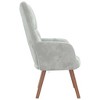 vidaXL Modern Light Grey Velvet Armchair with Wooden Legs, Thick Padded Foam Seat, Aesthetic Blocks on Backrest - Light Gray - 4 of 4
