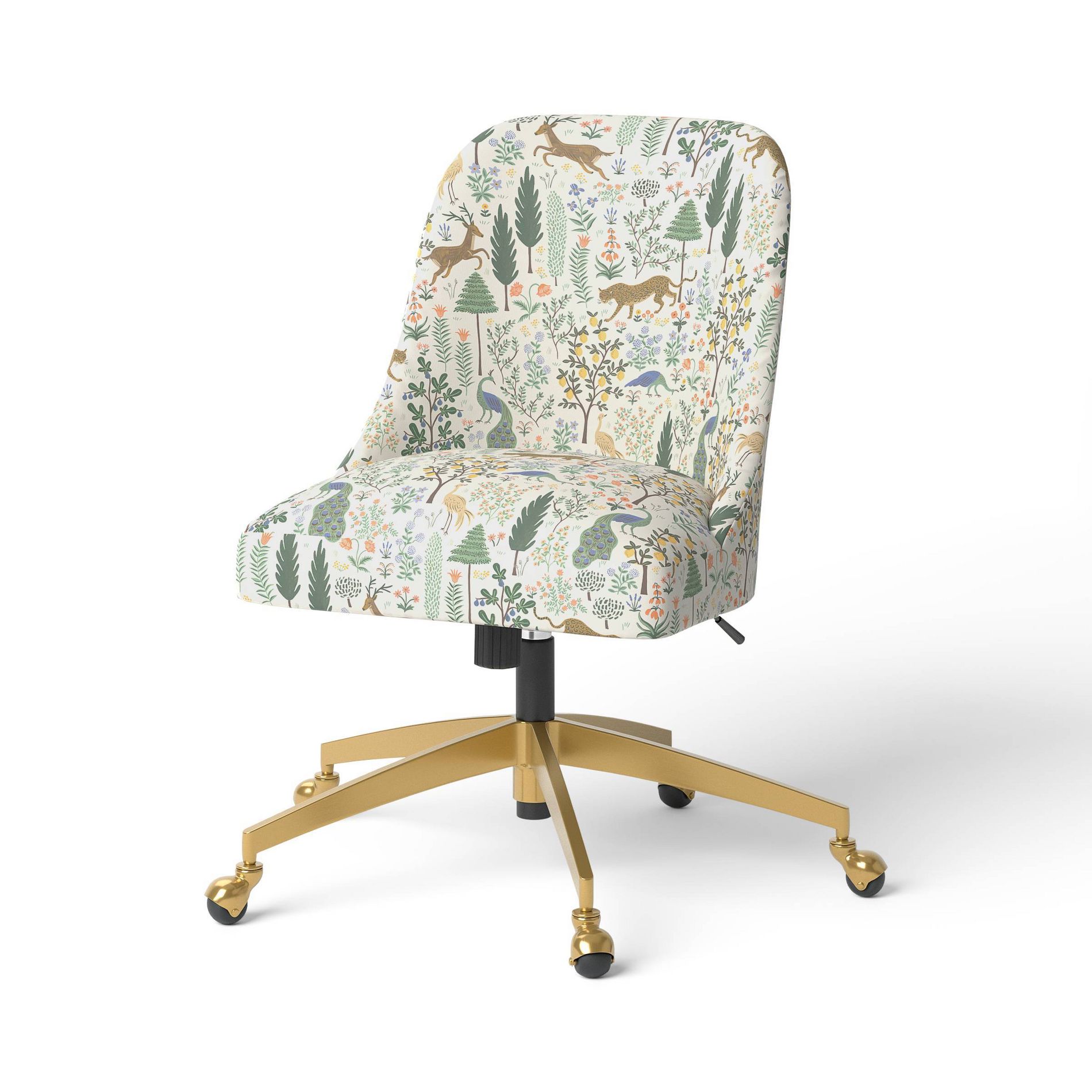 Rifle Paper Co. x Target Menagerie Desk Chair Taupe: Adjustable, Armless, Metal Frame, Casters