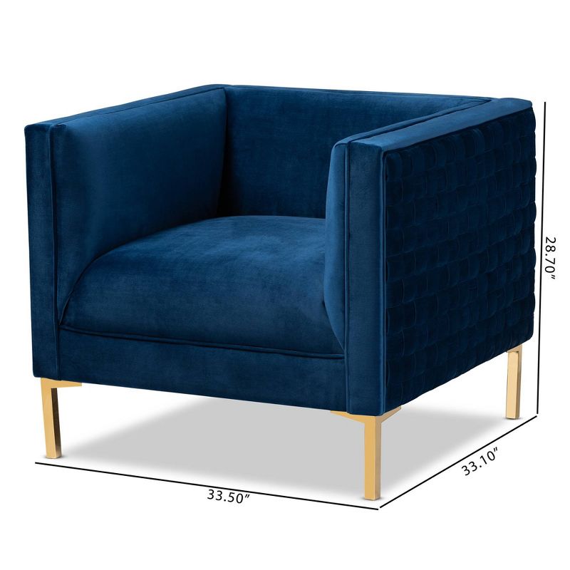 Seraphin Velvet Upholstered Chair Blue/Gold - Baxton Studio, 6 of 11