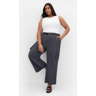 Women's Plus Size Mia Cargo Pant - steel washed | CITY CHIC
