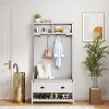 TiramisuBest 4-in-1 Detachable Hall Tree with Storage, 7 Hooks, Storage Drawers and Cabinet, Antique Beige Coat Rack for Entryway Hallway - 2 of 4