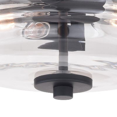 VAXCEL Toledo 13-in W Black Industrial Flush Mount Ceiling Light Fixture Clear Glass