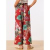Allegra K Women's Tropical Floral Casual Elastic Waist Wide Leg Palazzo Pants - 4 of 4