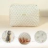 Unique Bargains Cotton Large Aesthetic Cute Floral Pattern Makeup Bag Beige  1 Pc