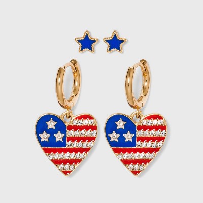 SUGARFIX by BaubleBar Star-Spangled Earring Set 2pc - Red/ White/ Blue