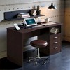 Brown Wood Desk With 3 Storage Drawers And Shelf, Home Office Writing Table - 3 of 4