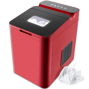 Costway Ice Maker Machine Countertop 33 LBS/24 H Ice Cube Maker w/ Scoop & Basket Red\Black - 1 of 4