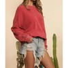 Women's Waffle Mineral Dyed Loose Sweatshirt - Blue Buttercup - 3 of 3