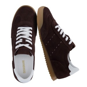CUSHIONAIRE Tick Tock Women's Genuine Leather Lace-Up Casual Sneaker – Retro-Inspired Walking Shoe with Gum Rubber Outsole, Cushioned Arch Support - 1 of 4