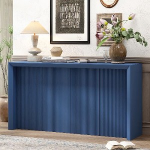 PAGED Acacia Veneer Console Table with Wavy Texture, Minimalist Entryway Table, Sofa Table, Entryway Side Table - 1 of 4
