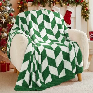 Snuggle Sac Chevron Throw Blanket Reversible Soft Knit Blanket for Couch, Bed, Travel, Camping,50x60" - 1 of 4
