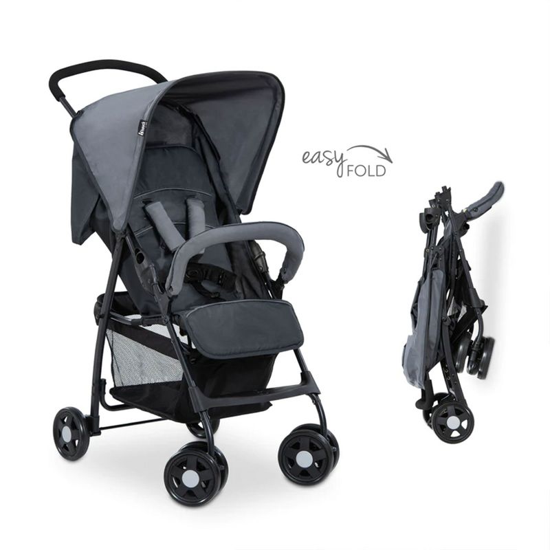 Hauck Sport T13 Lightweight Compact Foldable Baby Stroller Pushchair with Sunproof Canopy, Swiveling and Lockable Front Wheels, Charcoal Stone, 3 of 7