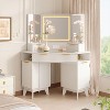 48" Corner Vanity Desk, Fluted Makeup Vanity Desk with Glass Top, for Bedroom - 2 of 3