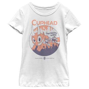 Girl's The Cuphead Show! Ms. Chalice Panels Graphic Tee Tahiti Blue Large 