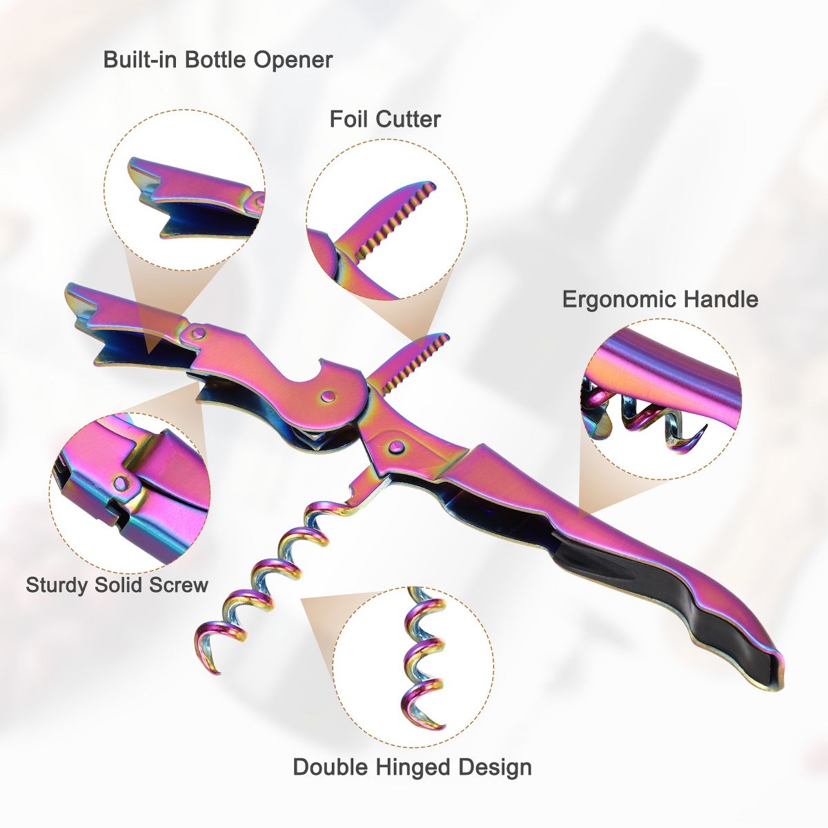 Unique Bargains Stainless Steel Wine Opener, Waiter Corkscrew Professional Wine Key Bottle Openers - thumbnail 3