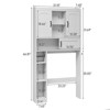 Over The Toilet Storage Cabinet with 2 Barn Doors, Sliding Door, Adjustable Shelves & Hooks, White - 2 of 4