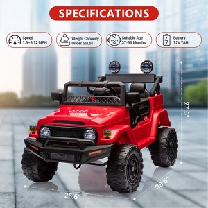 12V Kids Ride on Truck Car, Electric Ride on Toy with Parent Remote Control, Battery Powered Kids Car with Music, LED Lights, Suspension System - 1 of 4