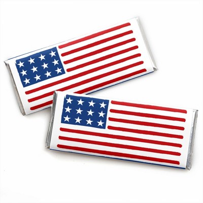 Big Dot of Happiness Stars & Stripes - Candy Bar Wrapper Memorial Day, 4th of July and Labor Day USA Patriotic Party Favors - Set of 24