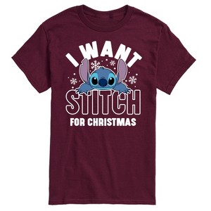 Men's - Lilo and Stitch - I Want A Stitch For Christmas Short Sleeve Graphic T-Shirt - 1 of 4