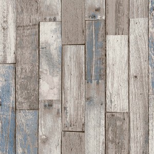 NEXT Distressed Wood Plank Neutral Blue Wallpaper - 1 of 4