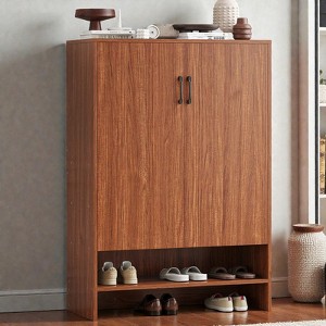 Mshliw 7-Tier Shoe Cabinet with Doors, Hidden 28-Pair Storage Organizer with Adjustable Shelves for Entryway, Hallway & Living Room - 1 of 4