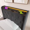 PAGED Upholstered Bed with 360 Surround LED Function, Storage Bed with USB Type-C Ports, Noise Free - 2 of 4