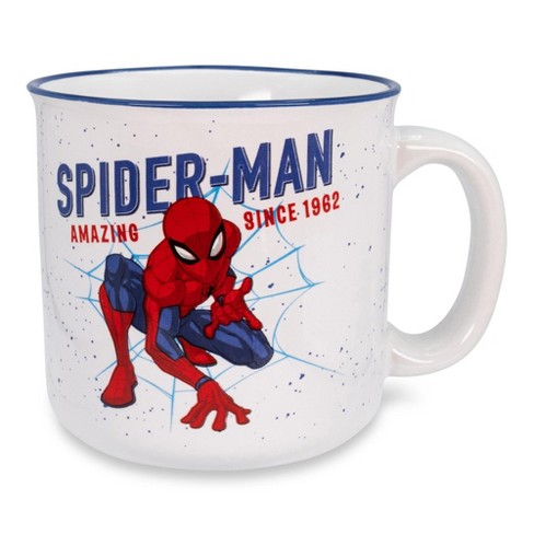 Silver Buffalo Marvel Comics Spider-Man Characters Line Up Ceramic Camper-Style Coffee Mug 20 Ounces 