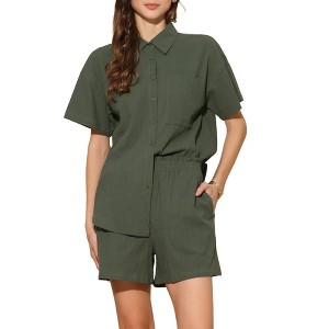 INSPIRE CHIC Women's 2 Pieces Outfits Short Sleeve Shirt Shorts Set Summer Lounge Tracksuits - 1 of 4