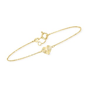 Ross-Simons Italian 10kt Yellow Gold Diamond-Cut Heart Bracelet - 1 of 4