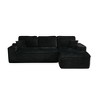 XIZZI No Assembly Sectional Sofa Set w/ Chaise - Plush/Corduroy Fabric, High-Resilience Foam, Beige/Black/Gray - Ships Compressed & Ready to Use - 2 of 4