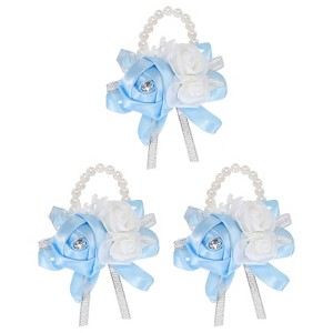 Unique Bargains Decorative Wedding Prom Party Artificial Rose Wrist Corsages - 1 of 3