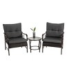 3 Piece Outdoor Wicker Garden Patio Furniture Sets,2 Metal Rattan Arm Chair and Coffee Table Set,Patio Conversation Set with Cushions-Coolbibila - 3 of 4