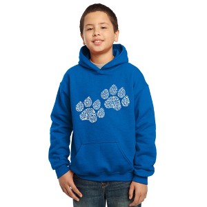 LA Pop Art Boy's Word Art Hooded Sweatshirt - Woof Paw Prints - 1 of 4
