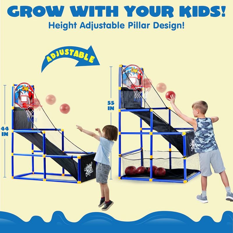 Syncfun Arcade Basketball Game Set with 4 Balls and Hoop for Kids Indoor Outdoor Sport Play - Easy Set Up - Air Pump Included, 3 of 9