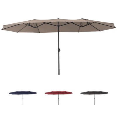 15 Ft Double Canopy Patio Umbrella, Rectangular Sun Shade, Market Umbrella for Garden, Backyard, Poolside, and Outdoor Entertaining