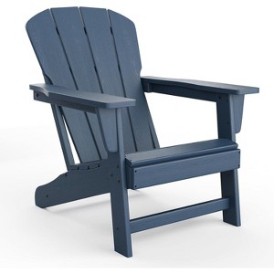 TackView Outdoor Adirondack Chairs, HDPE Plastic Patio Chairs for All Weather, Fire Pit Chair with Wide Armrests, for Patio, Deck, Lawn, Navy Blue - 1 of 4