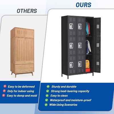 Garvee Metal Storage Cabinet with 9 Doors for Office and Industrial, Employee Organization Solution for Home, Workplace, Gym, Educational Facilities