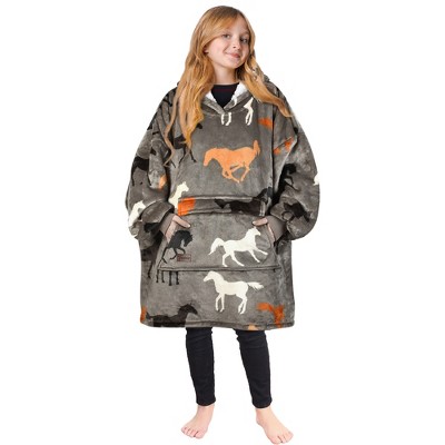 Tirrinia Blanket Hoodie Oversized Sweatshirt for Girl Boy, Wearable Fleece Blanket Pullover, Christmas Cozy Gift for Kid Teen, Youth