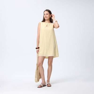 Женские платья A New Day Women's Button Mini A-Line Dress - A New Day™ Light Yellow M — фото 3