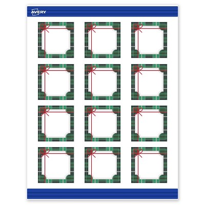 Avery Square Cards, 2" x 2", Silver-Green Plaid, Matte, 120ct
