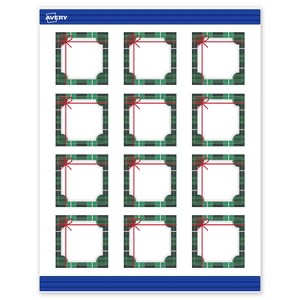 Avery Square Cards, 2" x 2", Silver-Green Plaid, Matte, 120ct - 1 of 4