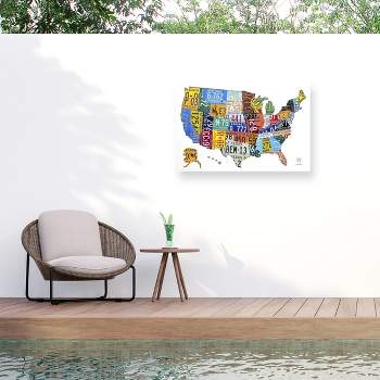 Design Turnpike License Plate Map USA 2 Outdoor Canvas Art