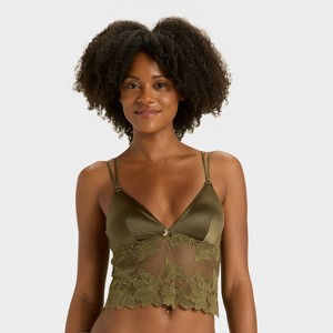 Women's Satin and Lace Removable Pad Longline Bralette - Auden™ - 1 of 4